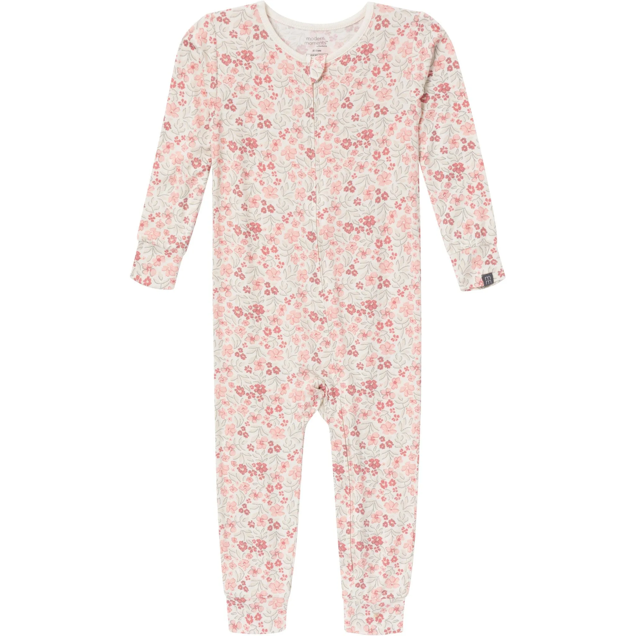 2-Pack Baby & Toddler Girls Ivory Floral Snug Fitting Footless Pajamas