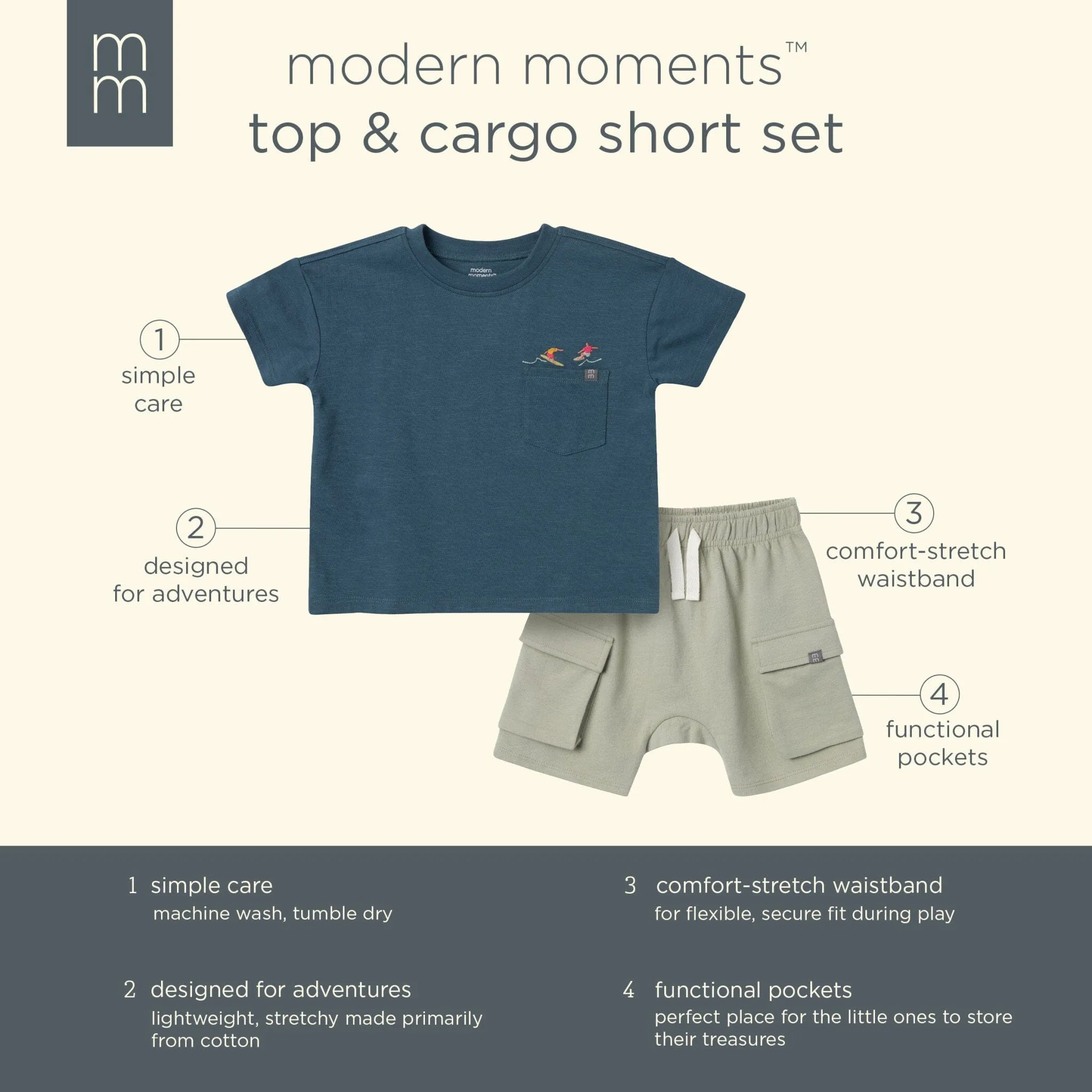 2-Piece Toddler Boys Surfers Top and Cargo Shorts Set