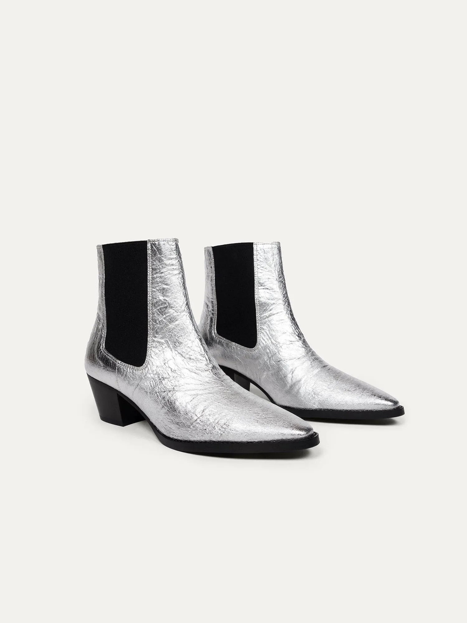 3pm Friday Rocks! Vegan Piñatex Ankle Boots | Metallic Silver