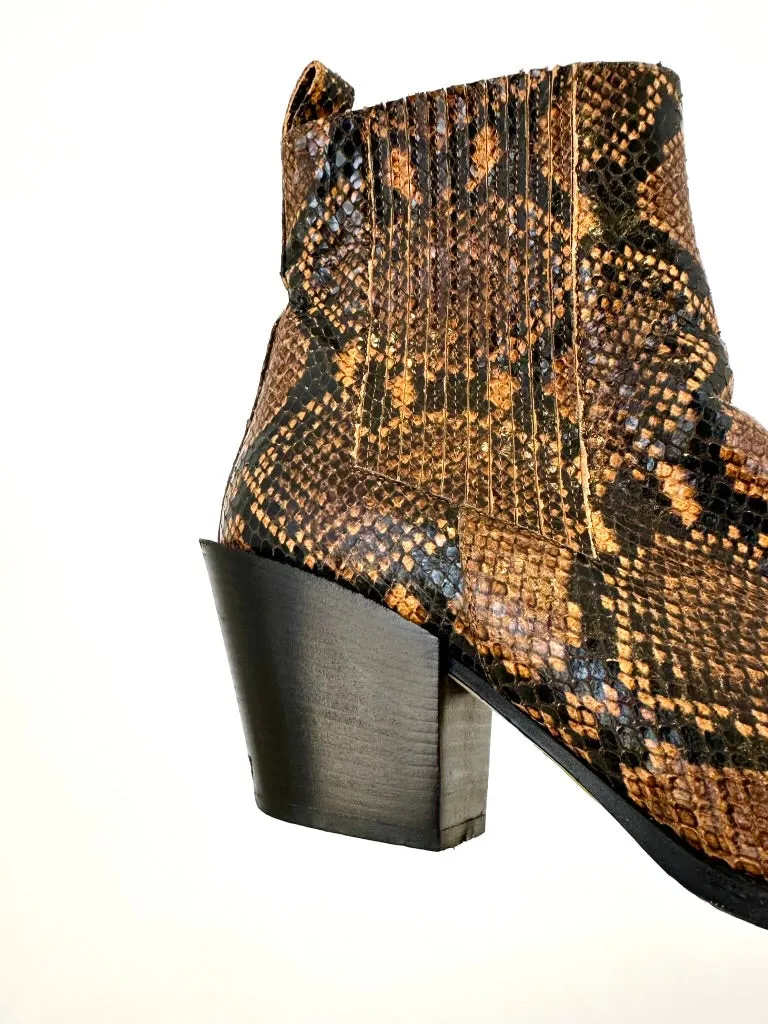 Aeydē Snake Embossed Chelsea Boots
