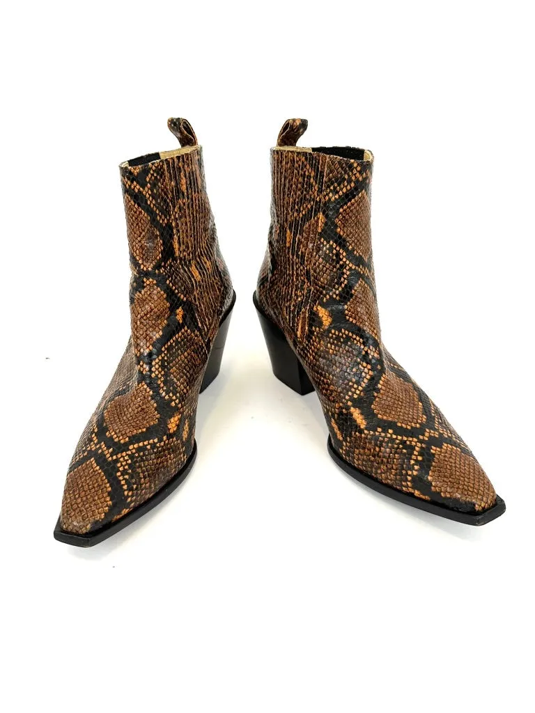 Aeydē Snake Embossed Chelsea Boots
