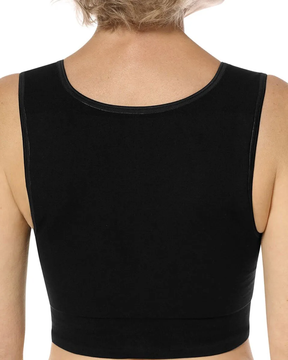 Amoena Lymph Flow Long Wire Free Front Closure Bra - Black