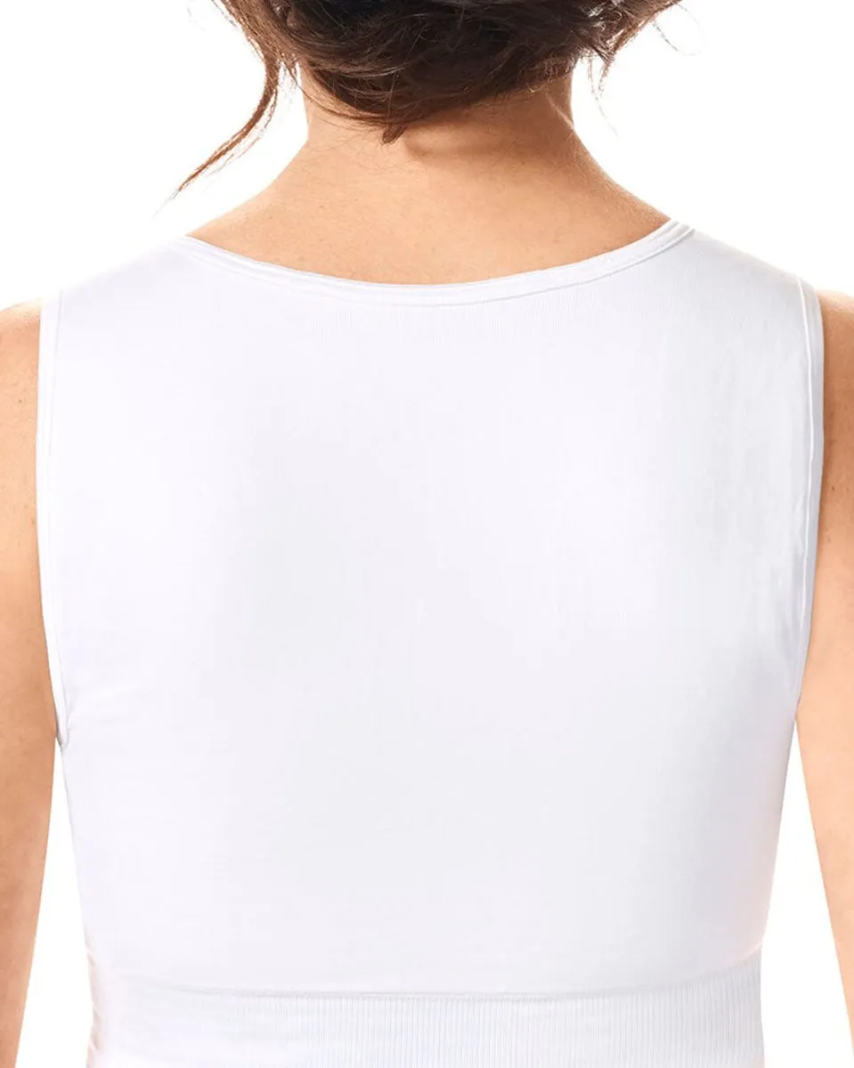Amoena Lymph Flow Long Wire Free Front Closure Bra - White