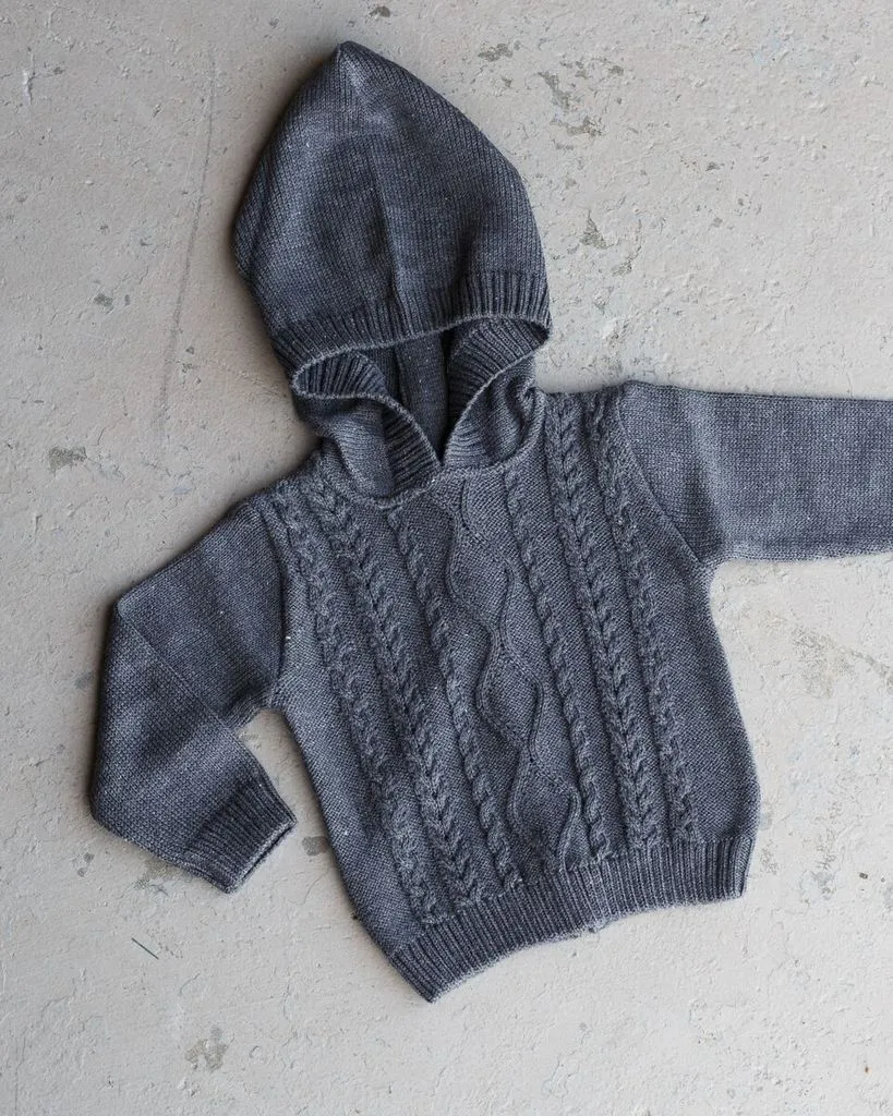 Aran Cable Knit Back Zip Hoodie