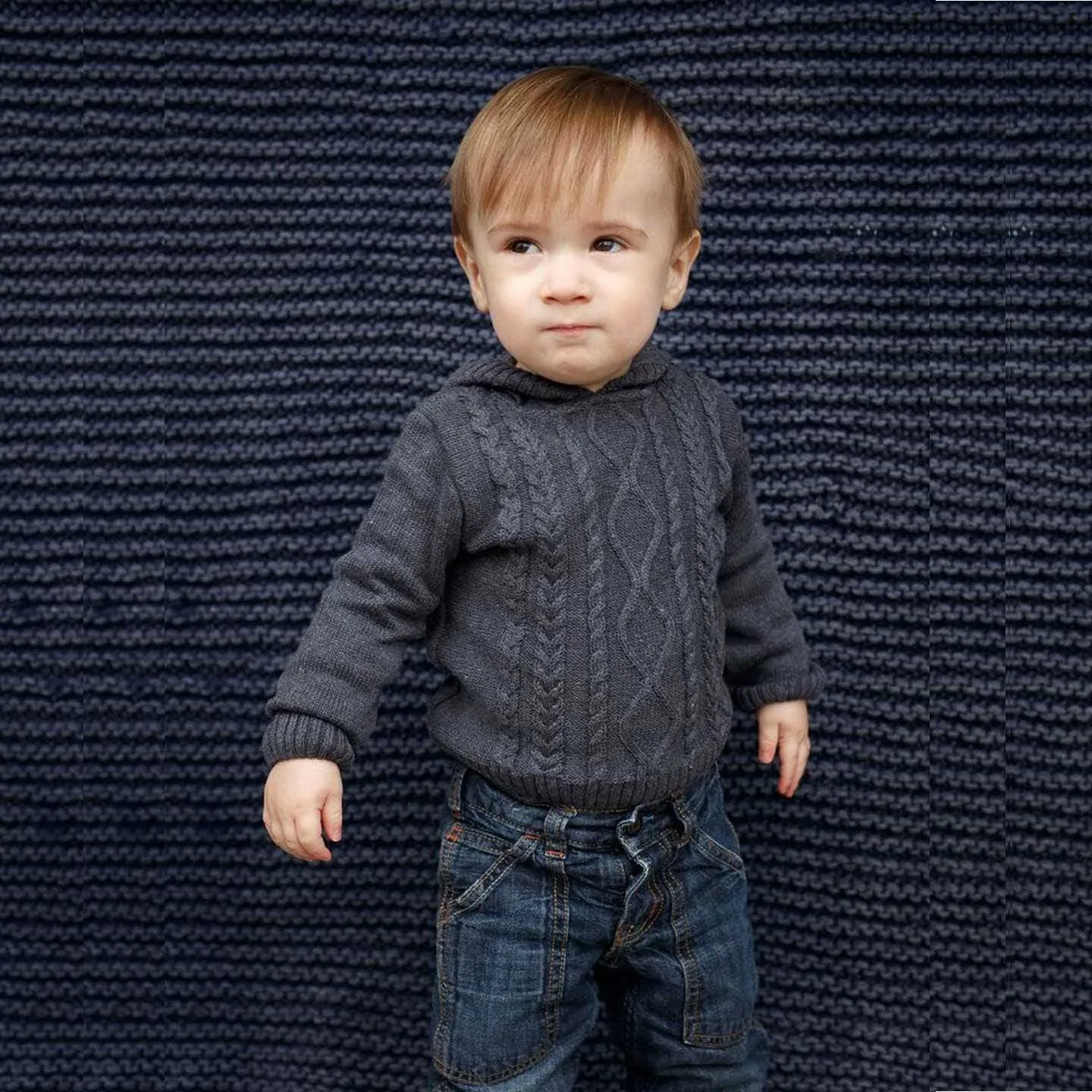 Aran Cable Knit Back Zip Hoodie