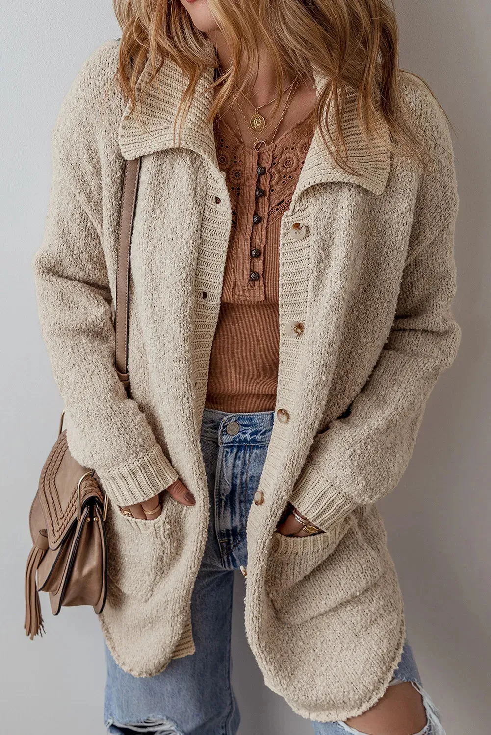 Ashlee Pocketed Button Up Long Sleeve Cardigan