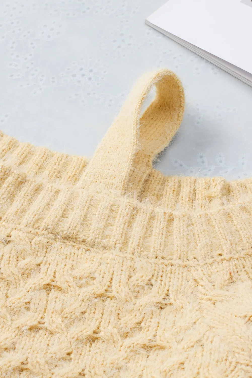 Asymmetric Cut Out Cold Shoulder Eyelash Sweater