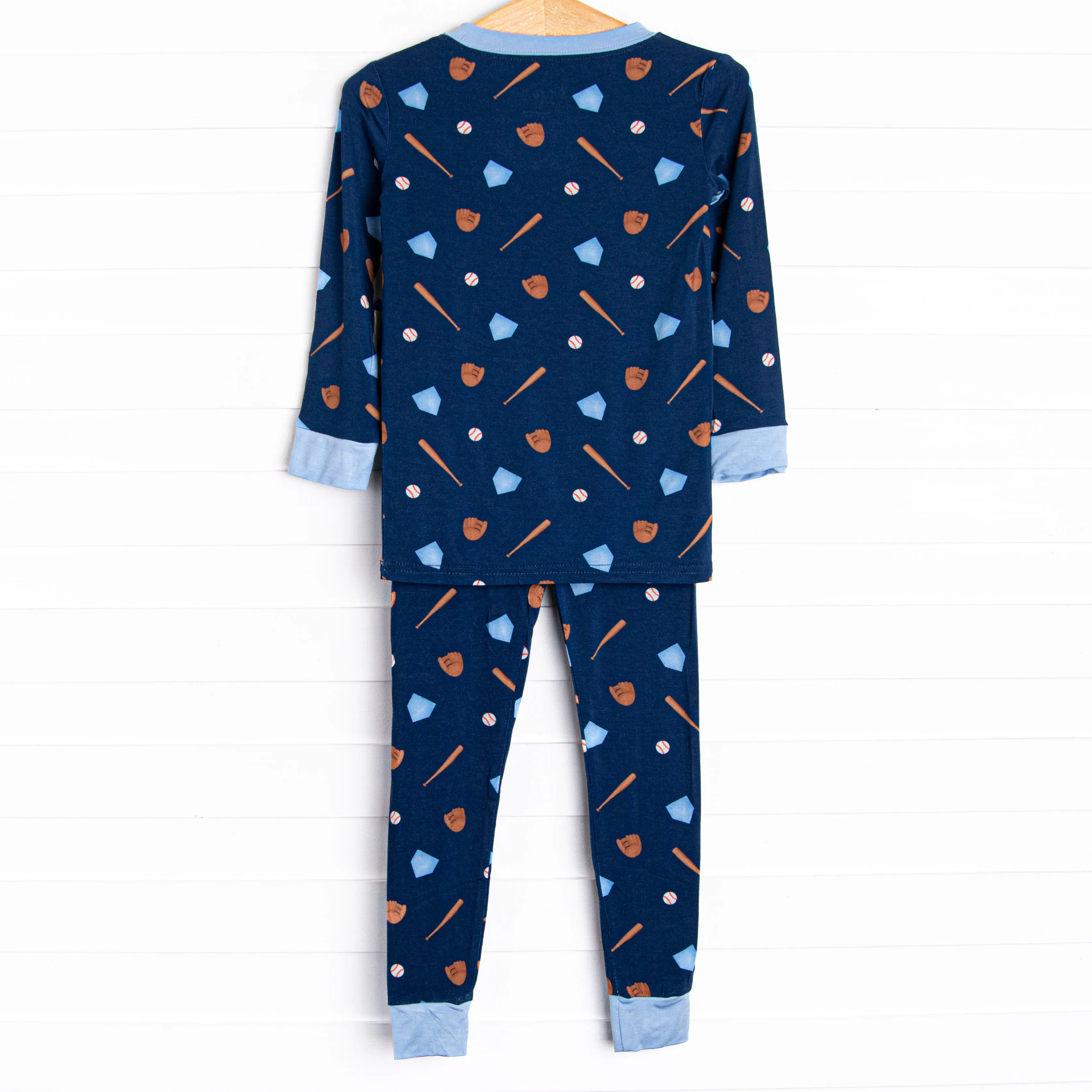 Big League Batter Bamboo Pajama Set, Blue