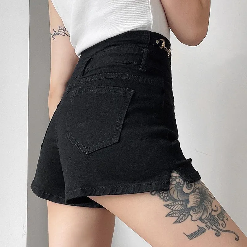Black High Waist Hot Pants SD01108