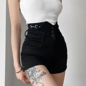 Black High Waist Hot Pants SD01108