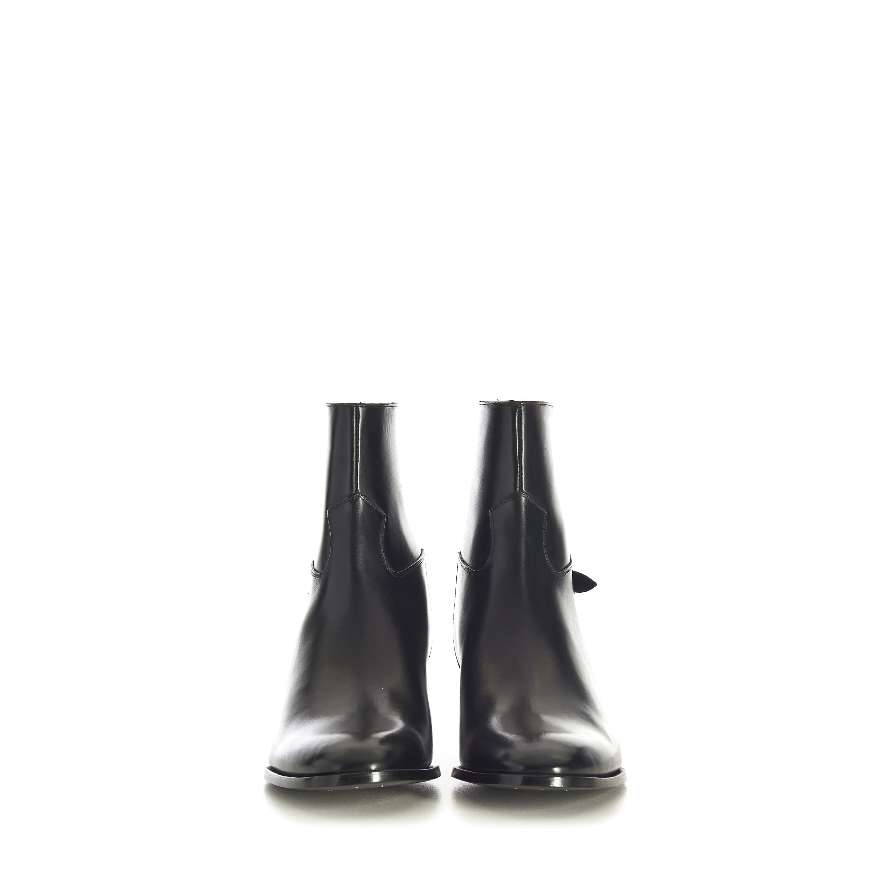 Black Leather Zipped Isaac Ankle Boots - Back Buckle