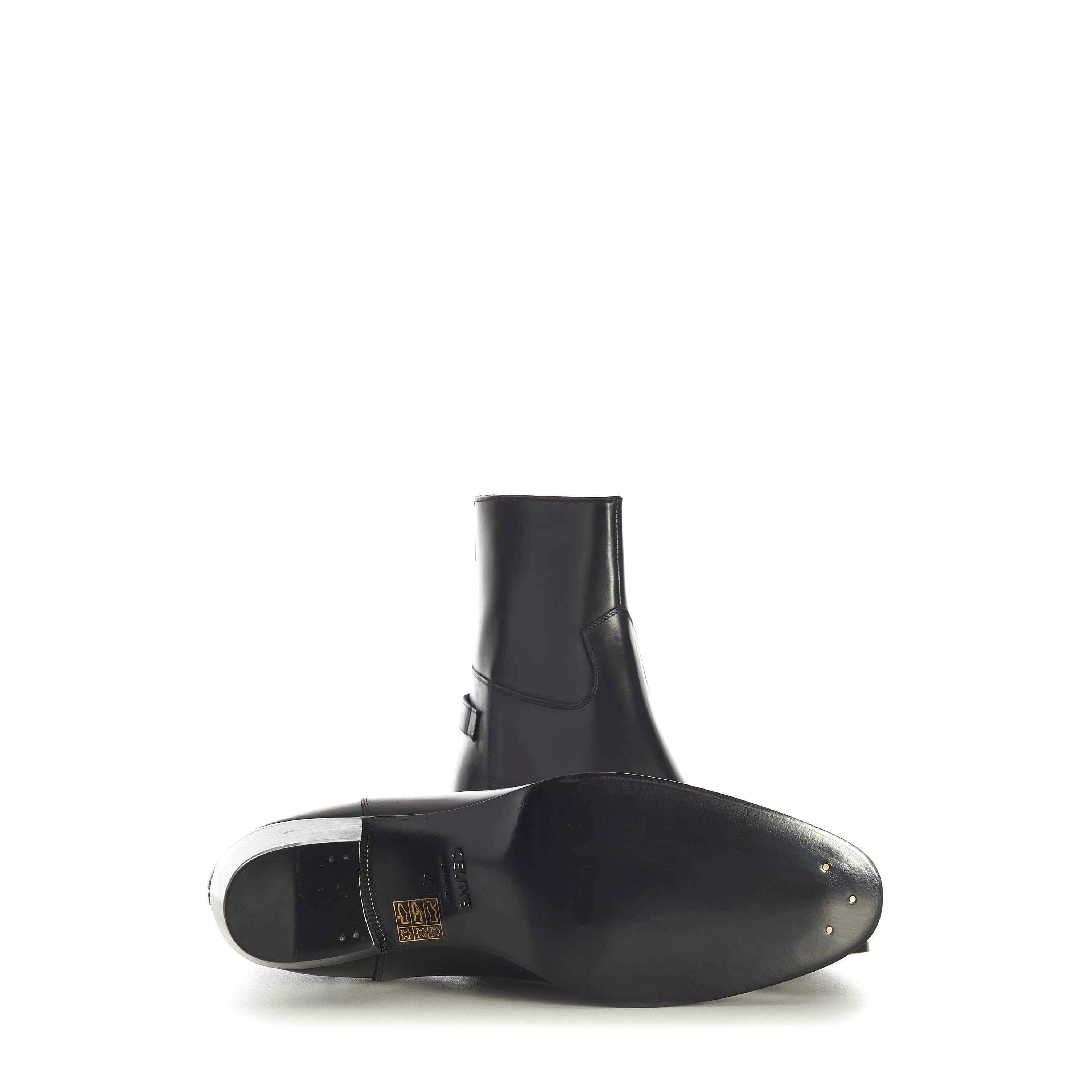 Black Leather Zipped Isaac Ankle Boots - Back Buckle