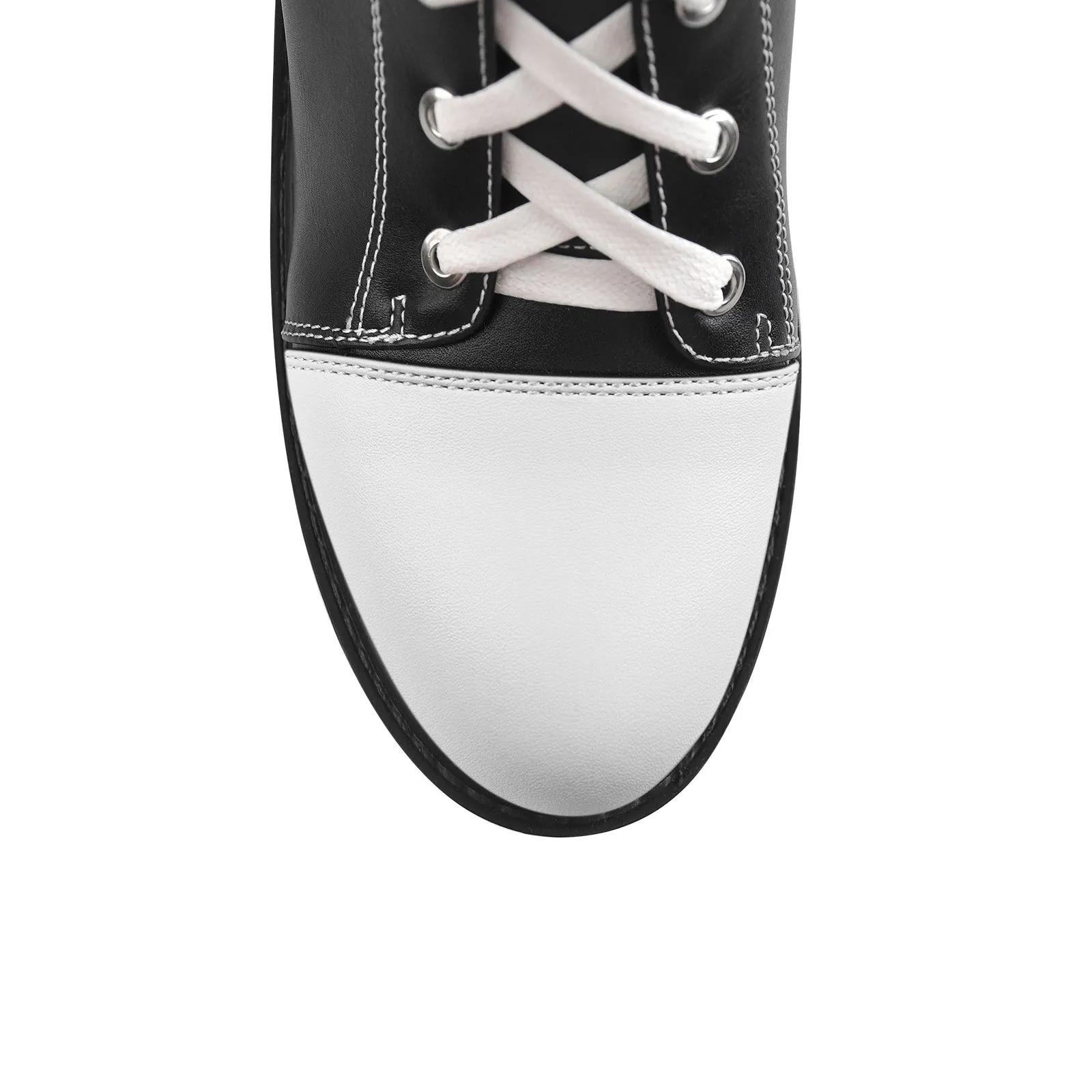 Black Matte Platform Lace-up Ankle Boots