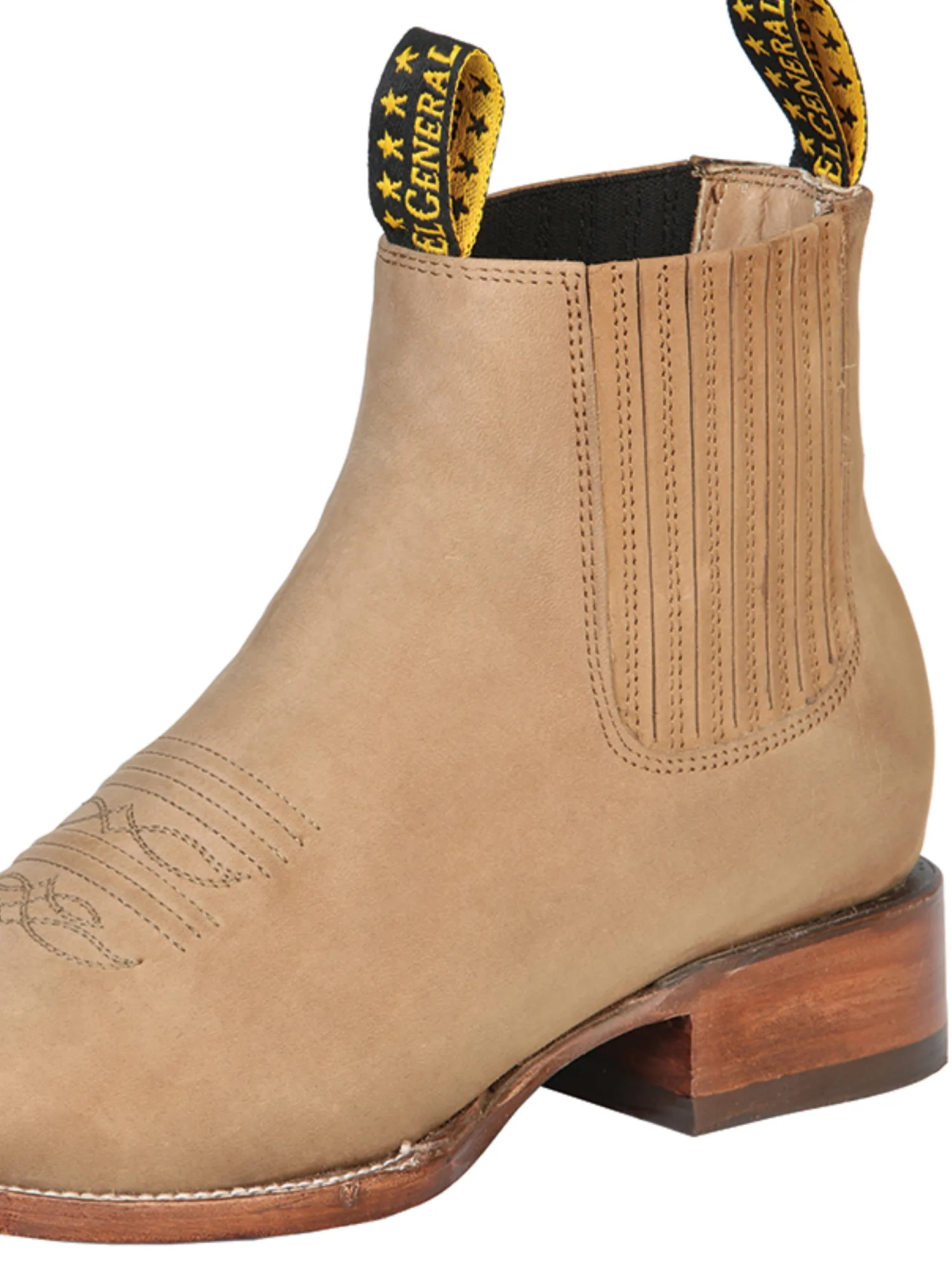 Botines Vaqueros Rodeo Clasicos de Piel Nobuck para Hombre 'El General' - ID: 126191