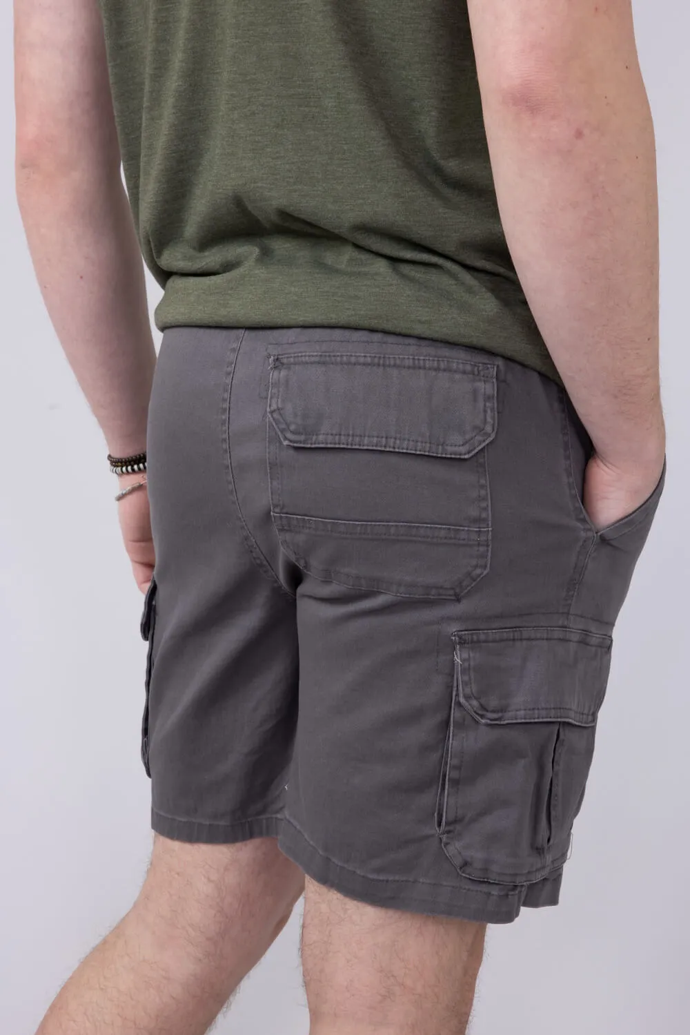 Brooklyn Cloth Washed Twill Shorts for Men in Charcoal | BSMJ157S-CHR