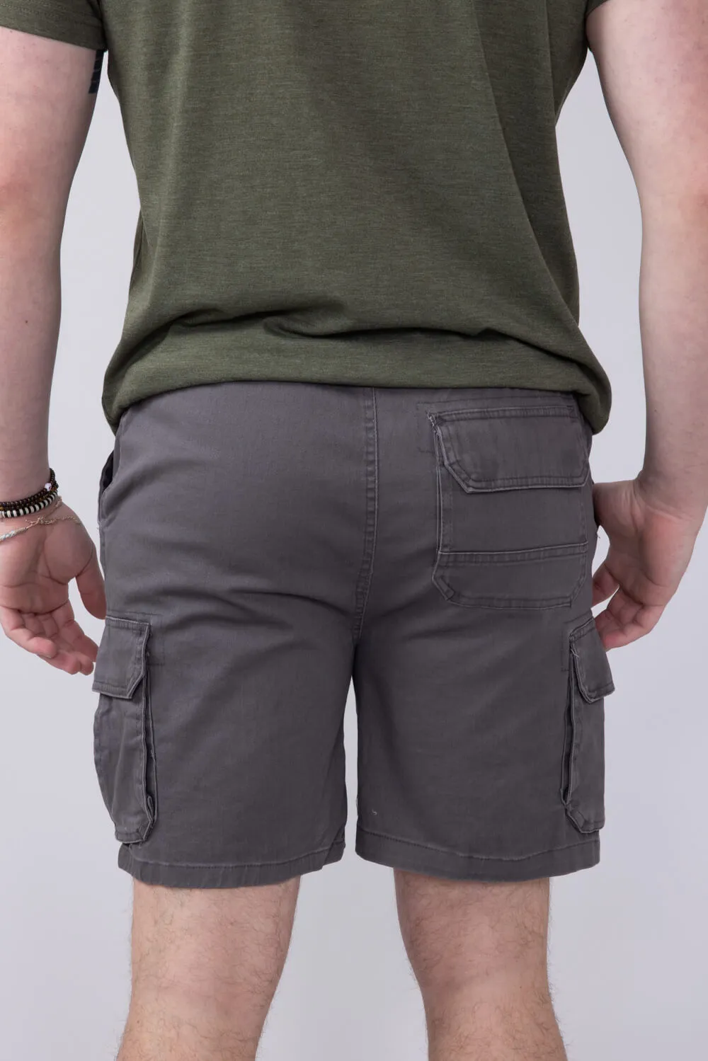 Brooklyn Cloth Washed Twill Shorts for Men in Charcoal | BSMJ157S-CHR