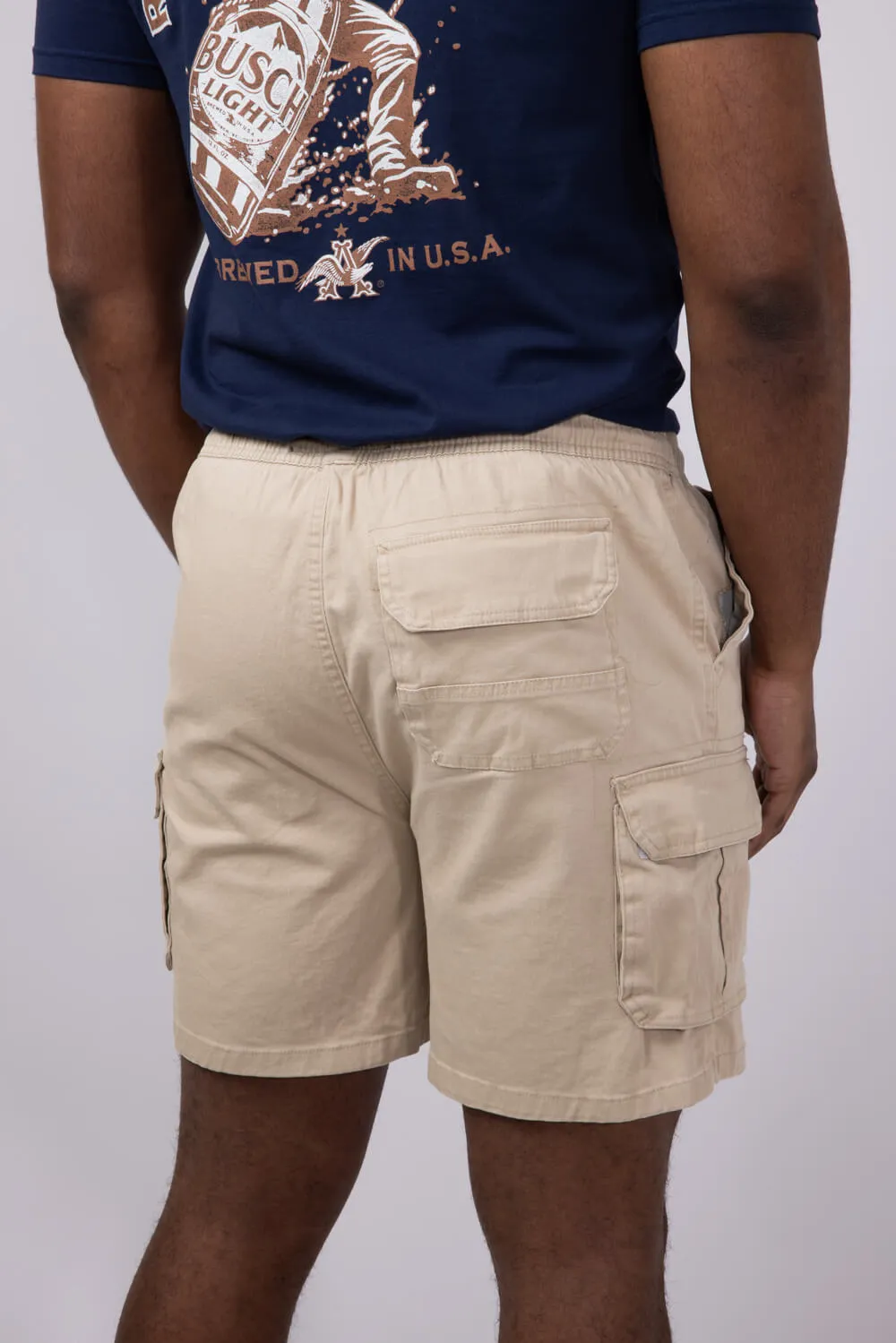 Brooklyn Cloth Washed Twill Shorts for Men in Khaki | BSMJ157S-KHK