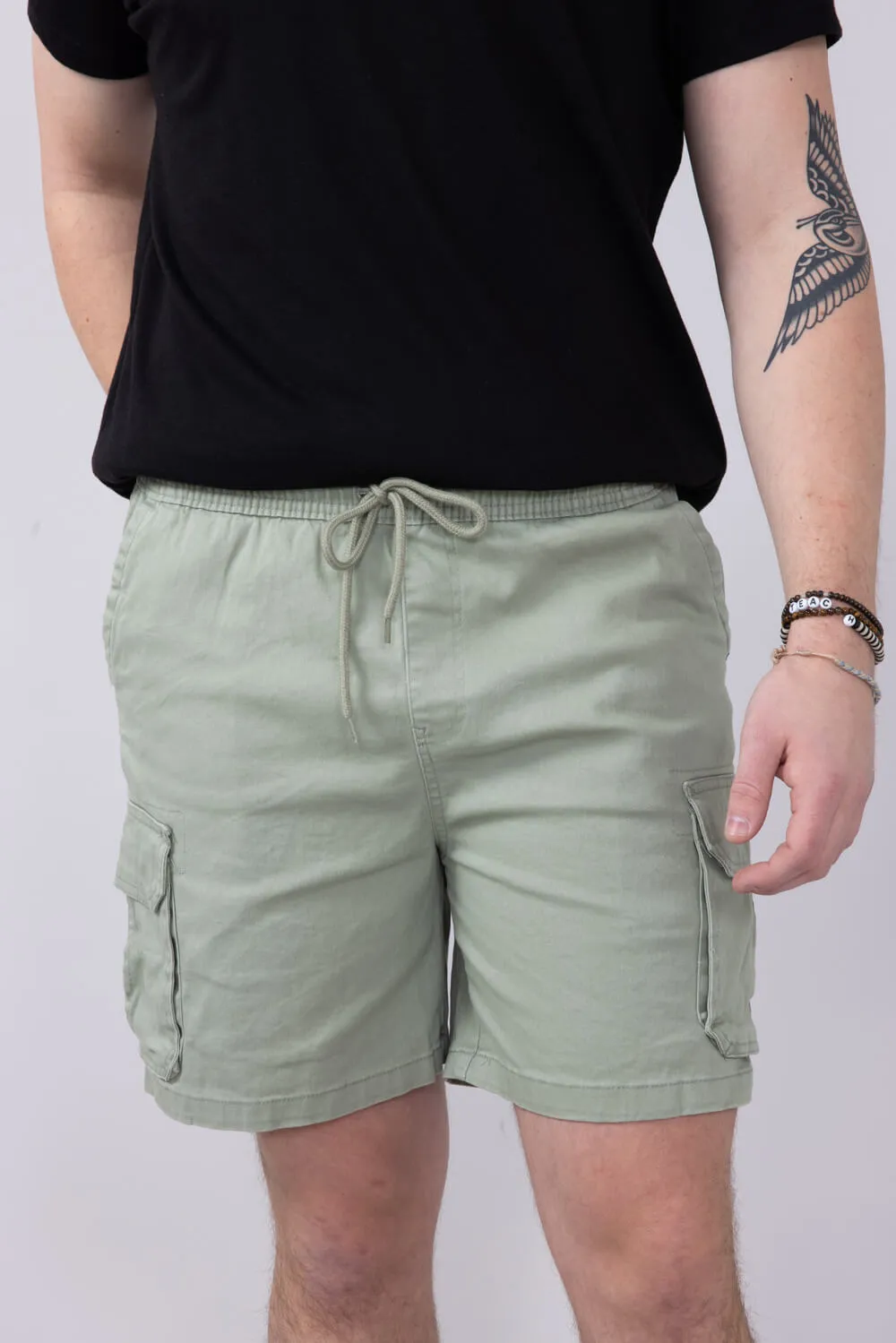 Brooklyn Cloth Washed Twill Shorts for Men in Sage | BSMJ157S-SGE