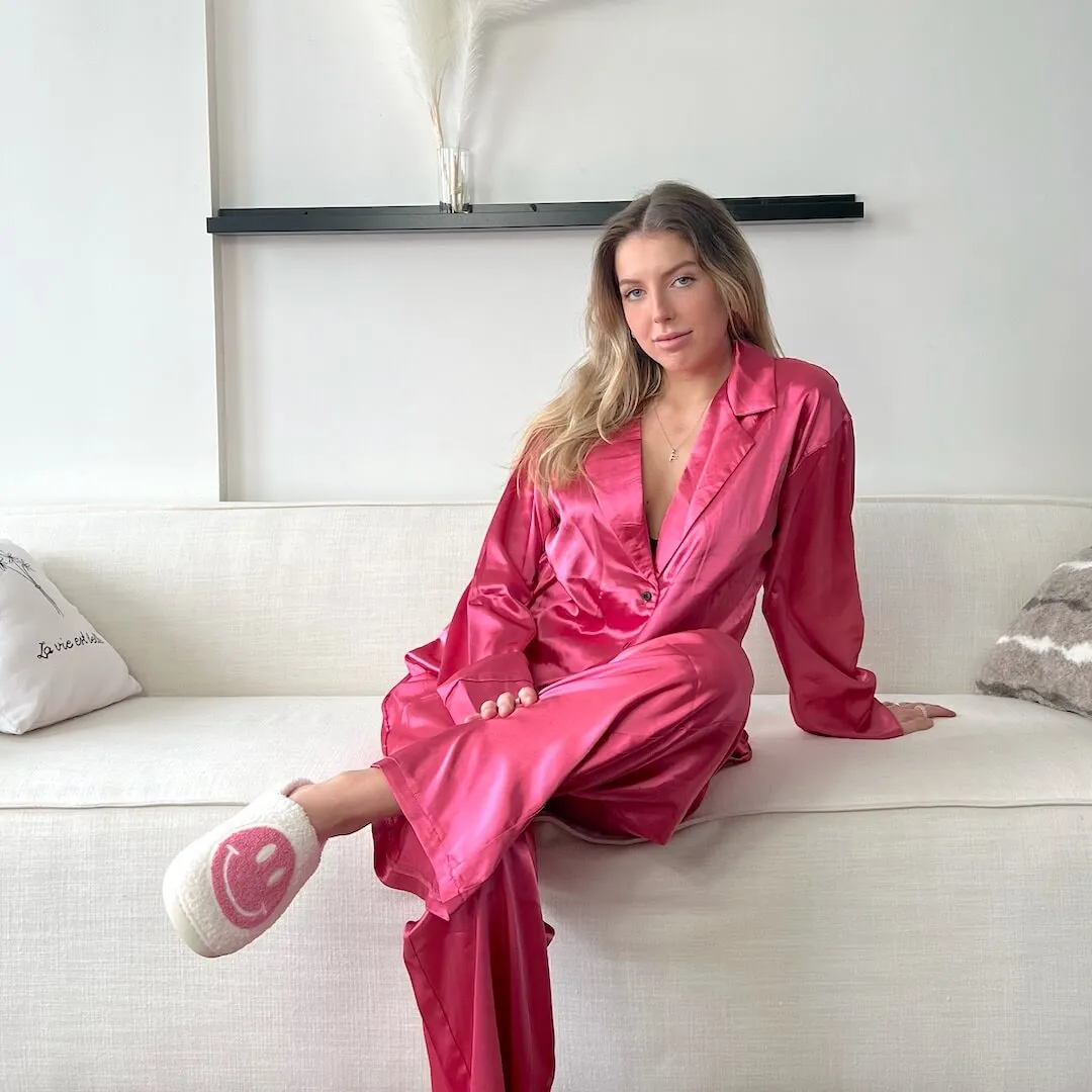Cassy Oversized Satin Silk Sleepwear Pajama Set