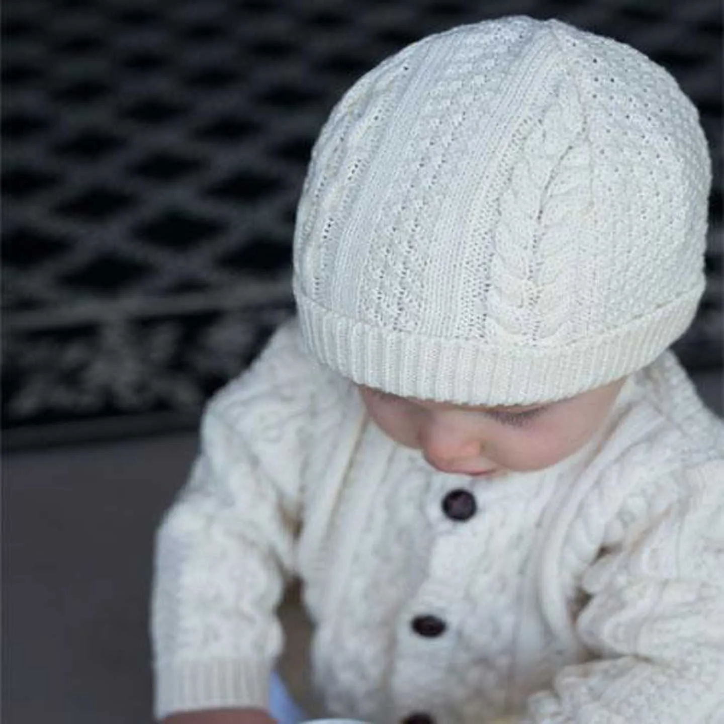 Classic Aran Knit Hat and Sweater Set