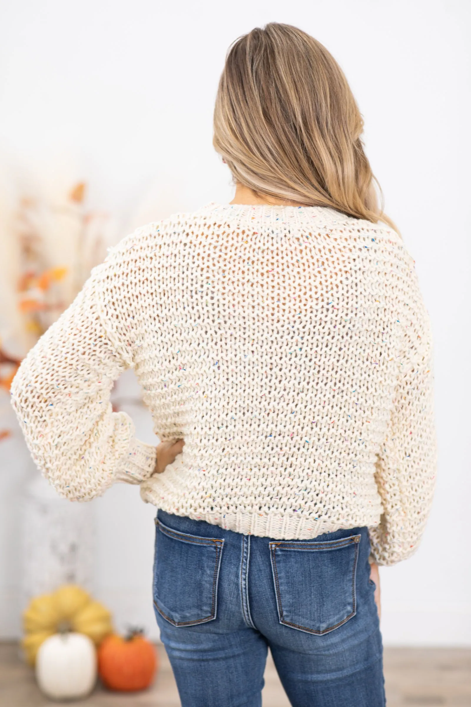 Cream Cable Knit Detail Sweater