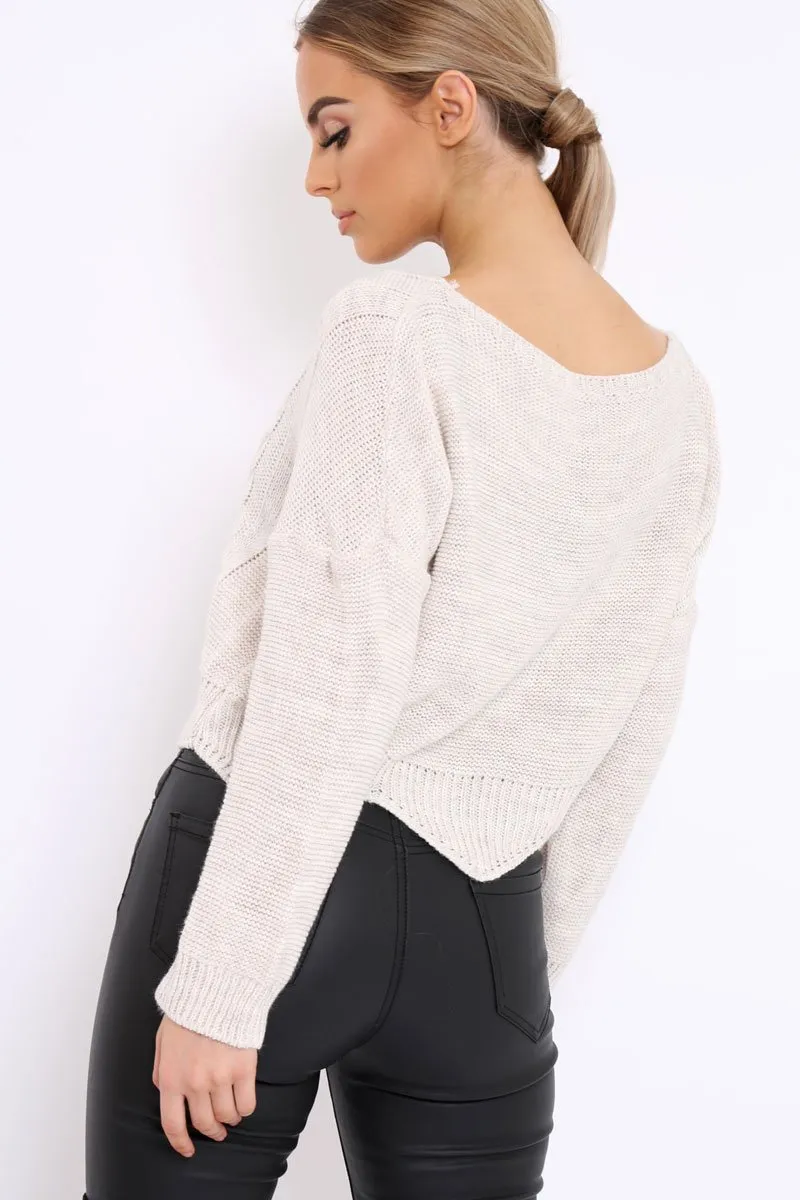 Cream Cable Knit Scalloped Hem Jumper - Lilliana
