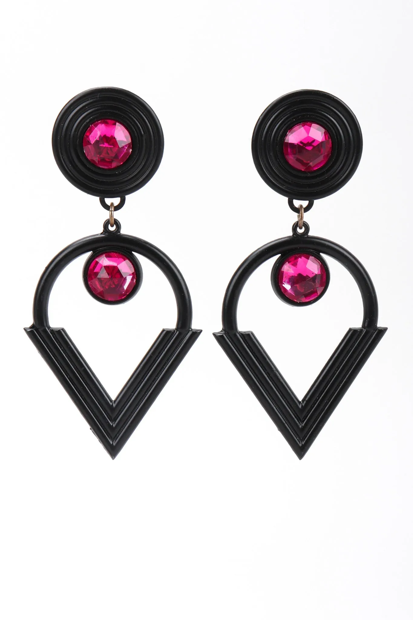 Crystal Circle Point Drop Earrings