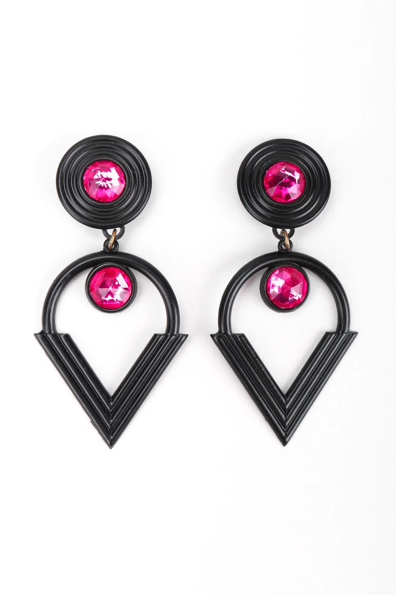 Crystal Circle Point Drop Earrings