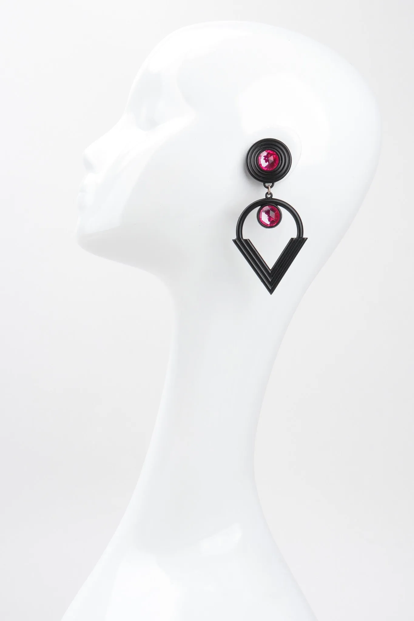Crystal Circle Point Drop Earrings