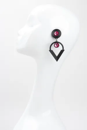 Crystal Circle Point Drop Earrings