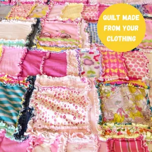 Custom T-shirt Quilt from Baby Clothes, Memory Blanket for Kids | Personalized Keepsake Quilt, Unique Gift