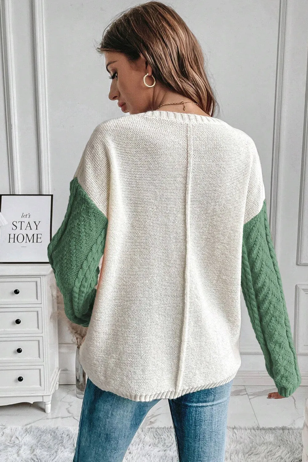 Deidre Double Take Full Size Color Block Drop Shoulder Sweater