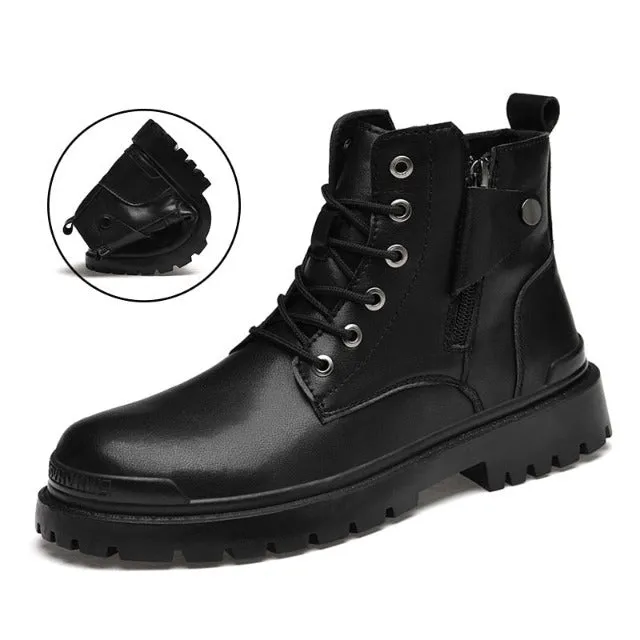 Distinguished retro style leather boots