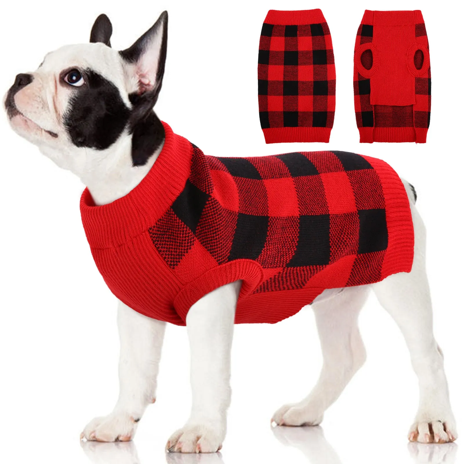 Dog Sweater Pullover Knitwear, Dog Classic Plaid Cable Knitted Wear