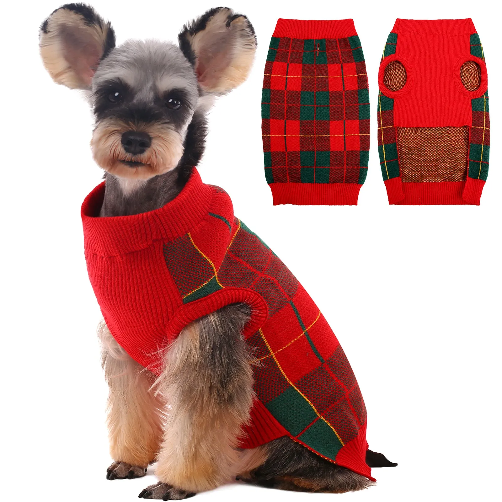 Dog Sweater Pullover Knitwear, Dog Classic Plaid Cable Knitted Wear