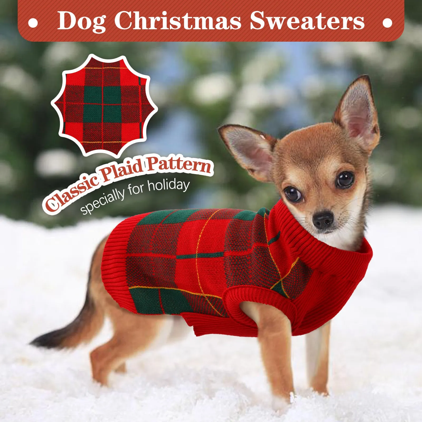 Dog Sweater Pullover Knitwear, Dog Classic Plaid Cable Knitted Wear