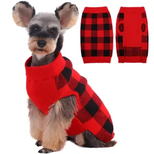 Dog Sweater Pullover Knitwear, Dog Classic Plaid Cable Knitted Wear