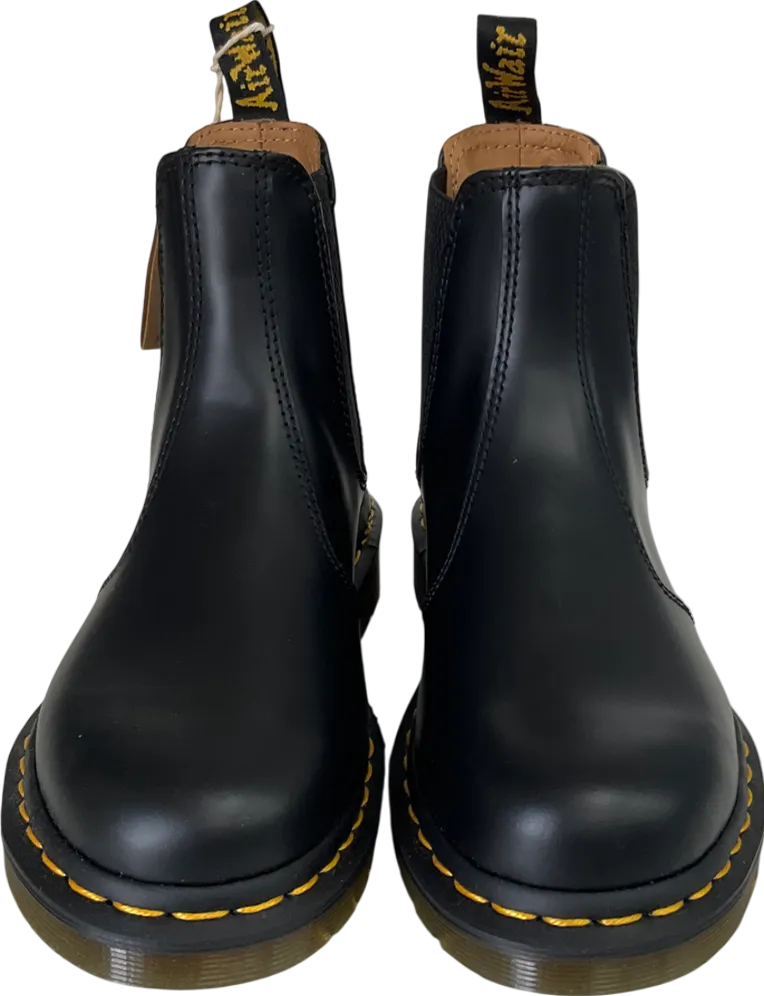 Dr Martens Black 2976 Yellow Stitch Crazy Horse Leather Chelsea Boots UK 4 EU 37 👠