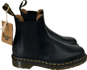 Dr Martens Black 2976 Yellow Stitch Crazy Horse Leather Chelsea Boots UK 4 EU 37 👠