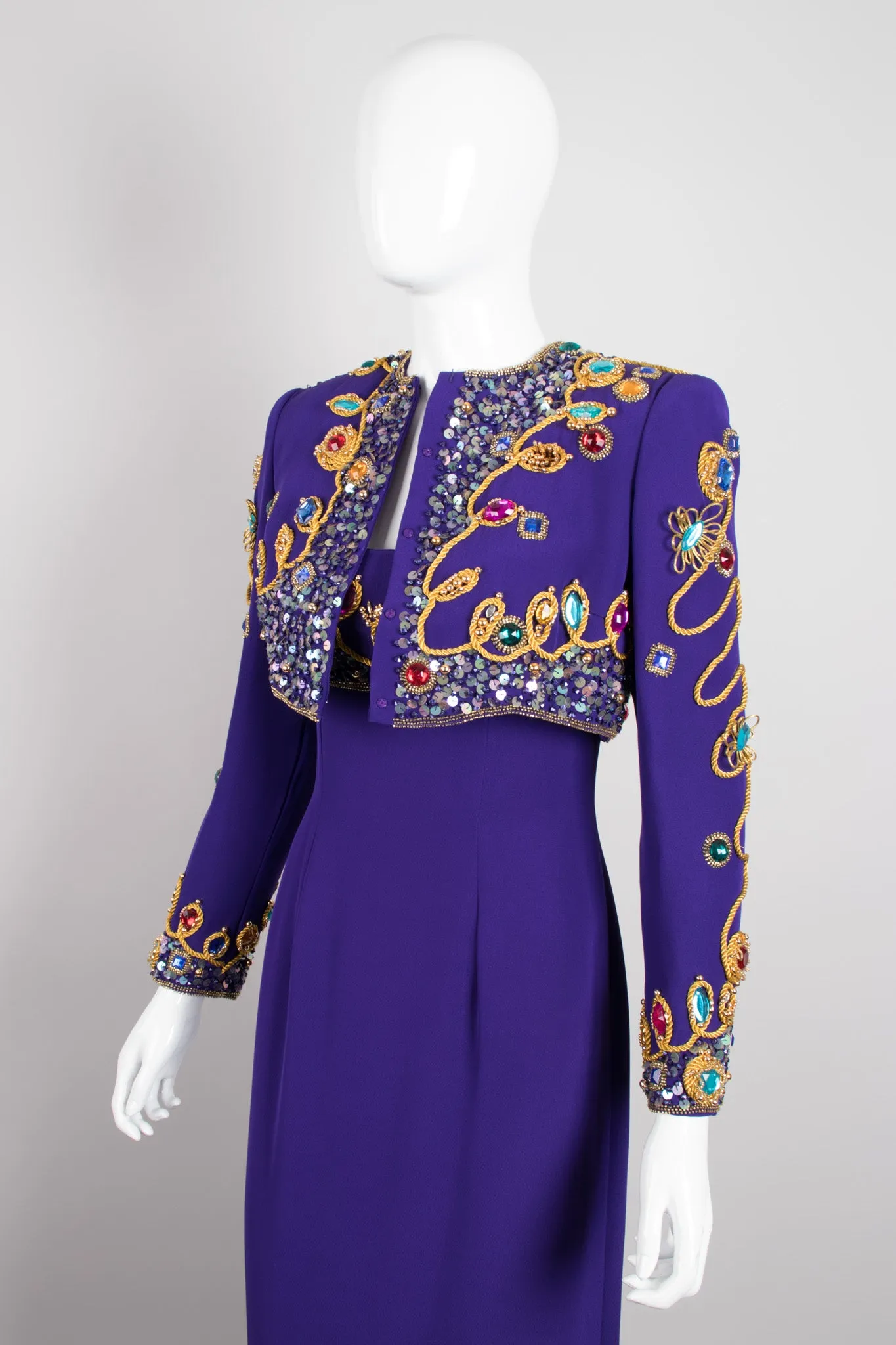 Embellished Crop Jacket & Dress Set