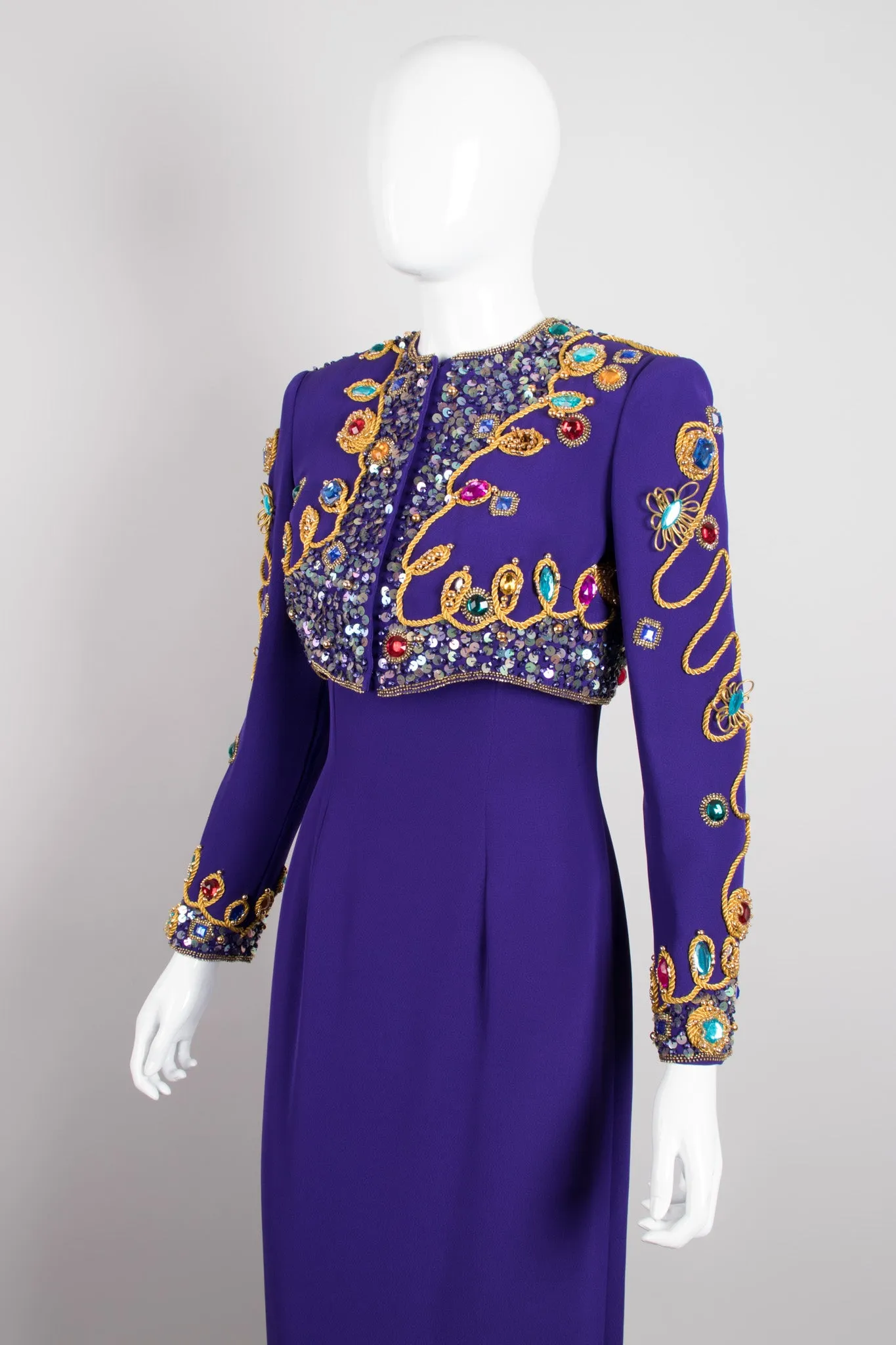 Embellished Crop Jacket & Dress Set