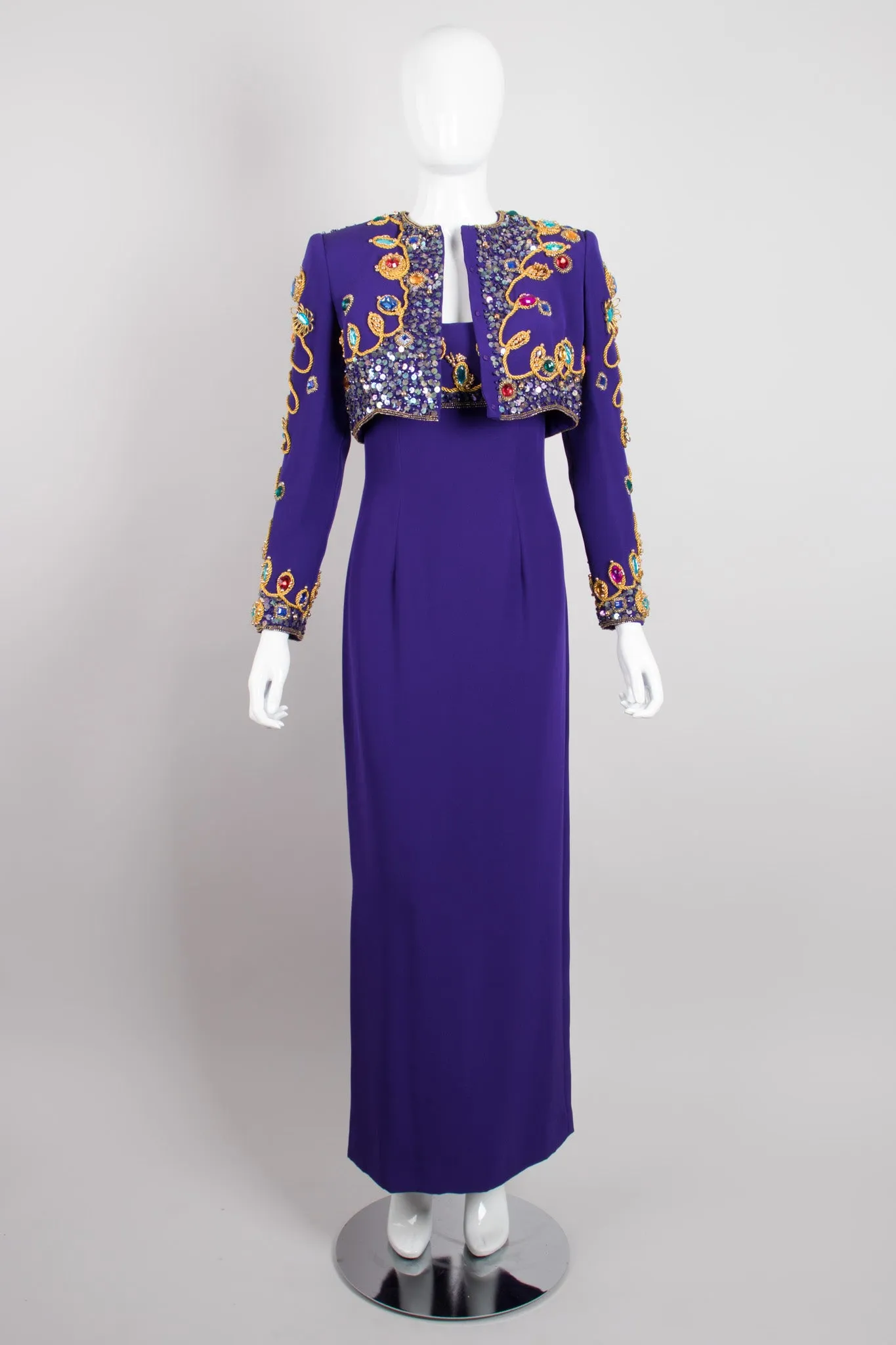Embellished Crop Jacket & Dress Set