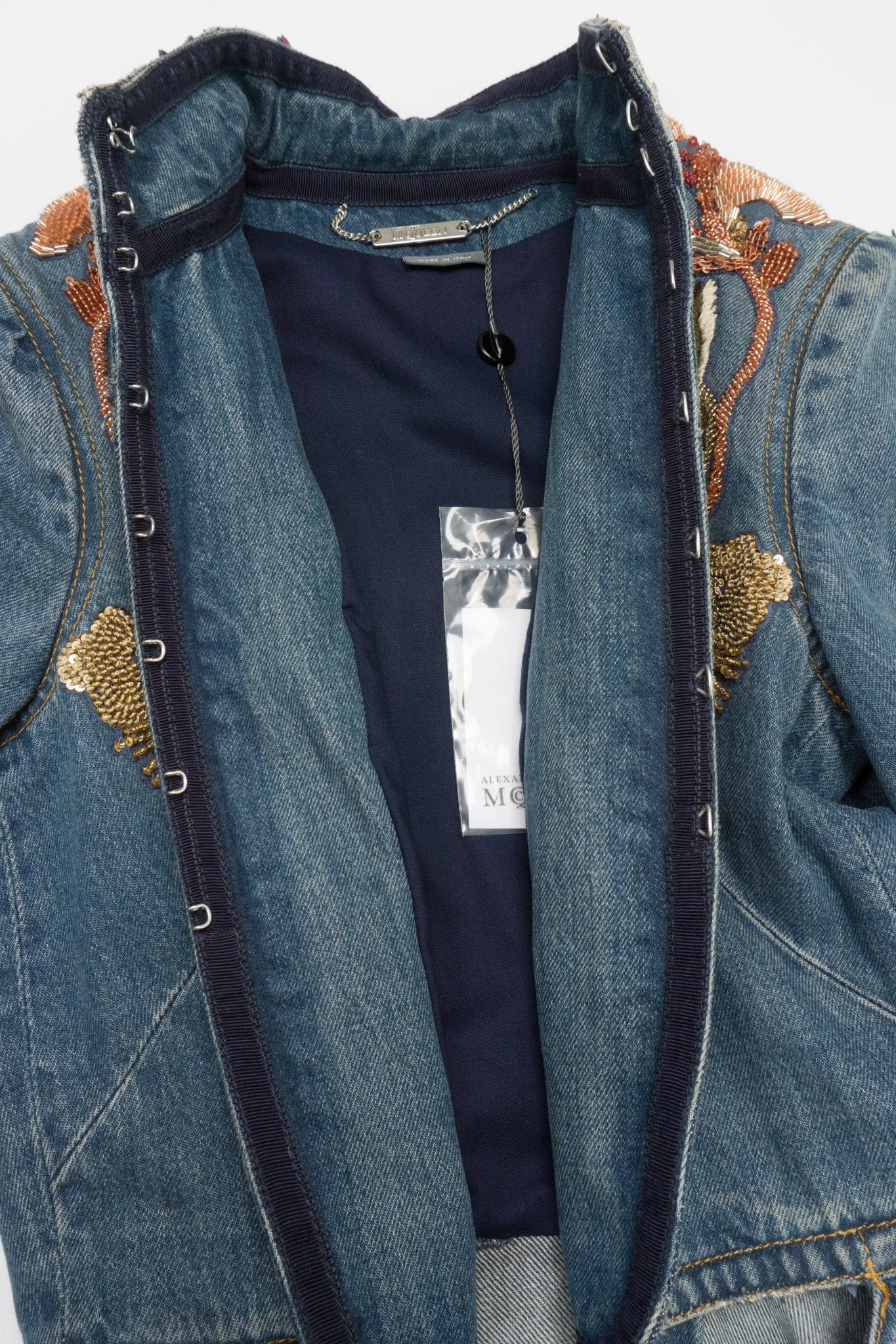 Embellished Denim Cutaway Coat