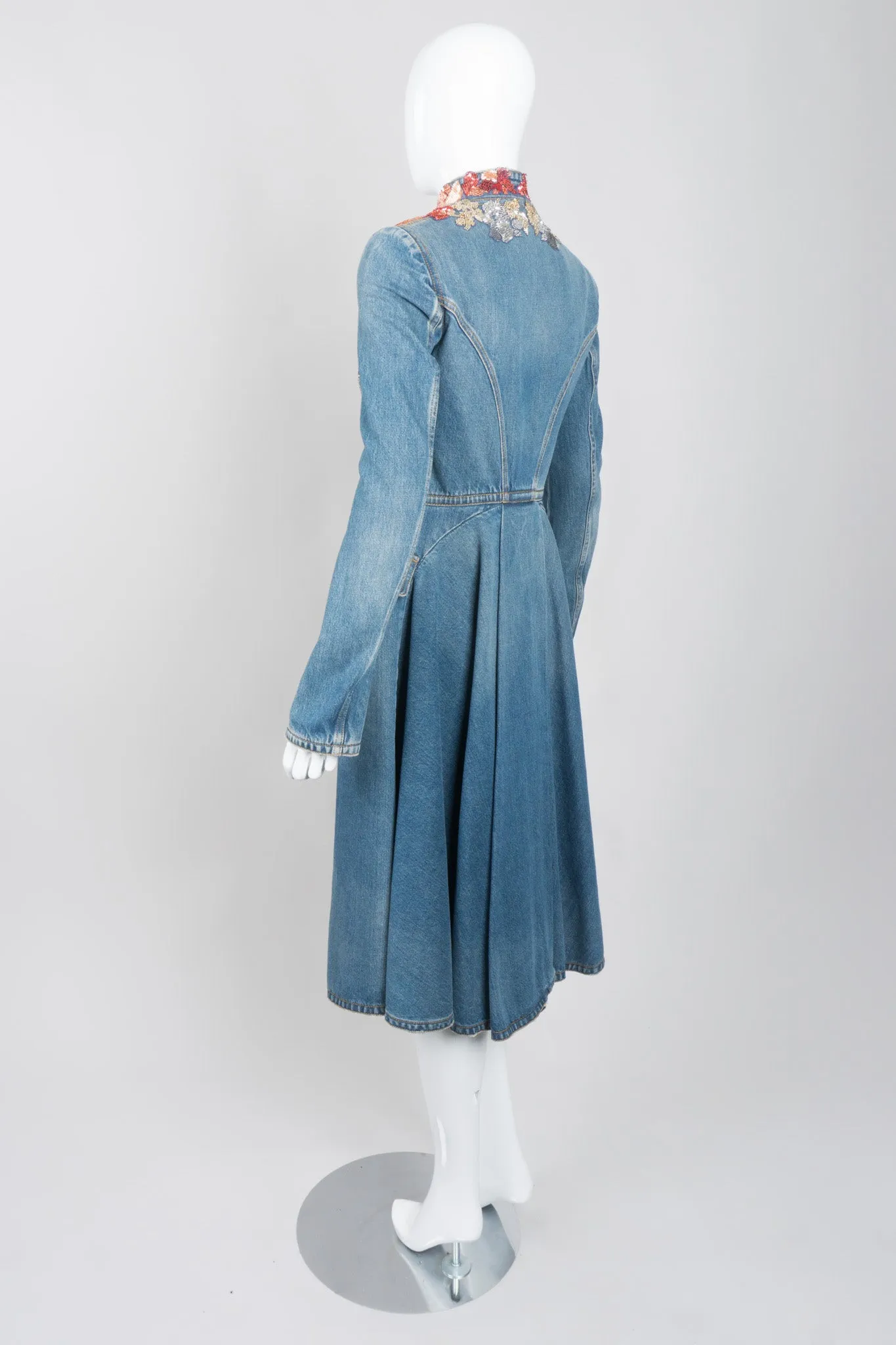 Embellished Denim Cutaway Coat