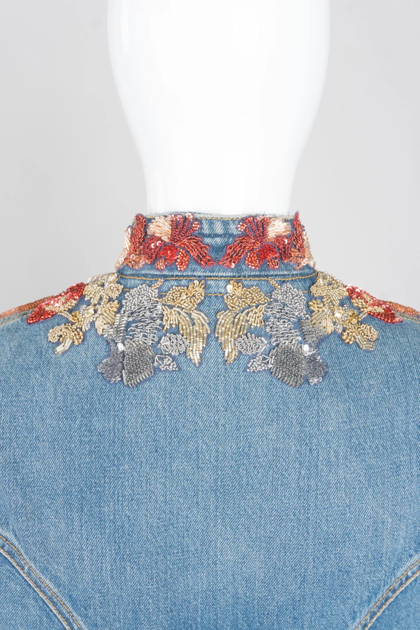 Embellished Denim Cutaway Coat