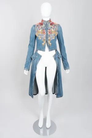 Embellished Denim Cutaway Coat