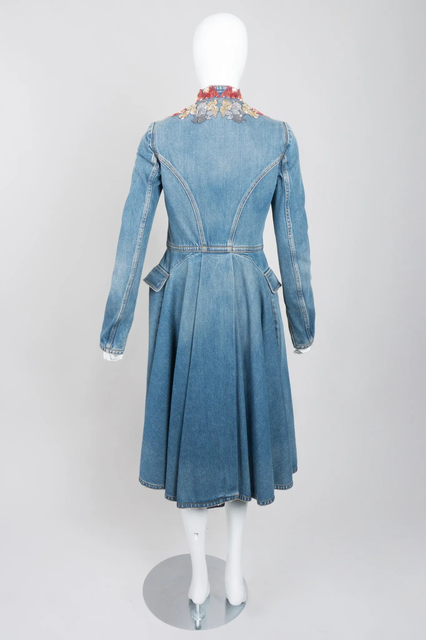 Embellished Denim Cutaway Coat