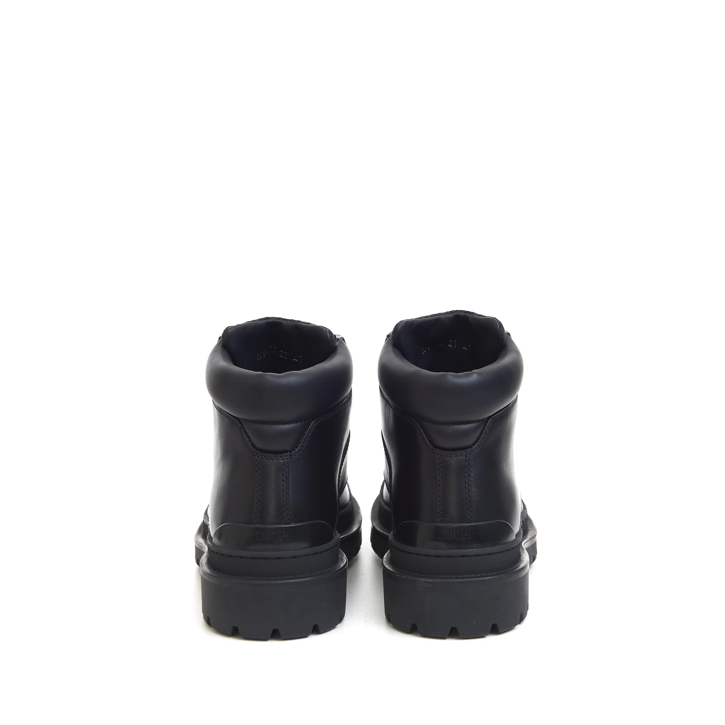 Explorer Hiking Boots In Black Smooth Calfskin & Oblique Jacuard