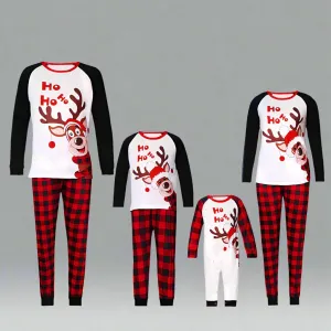 Family Matching "Ho Ho Ho" Reindeer Pajamas - Red & Black Plaid Holiday Pajama Set for Kids, Adults & Infants