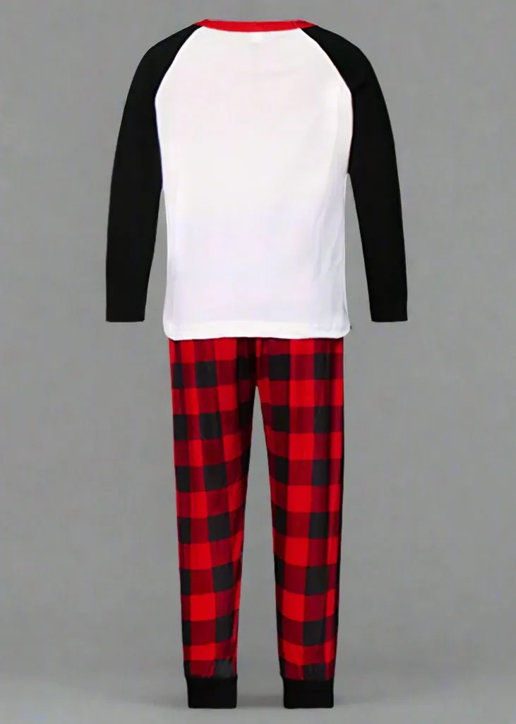 Family Matching "Ho Ho Ho" Reindeer Pajamas - Red & Black Plaid Holiday Pajama Set for Kids, Adults & Infants
